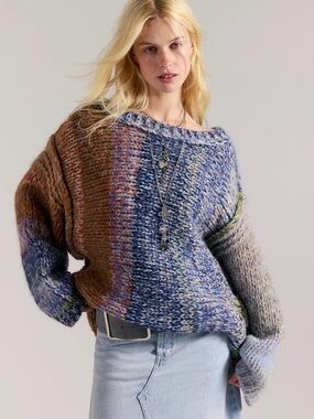 Free People Oversized Chunky Knit Marltastic Alpaca Pullover Sweater